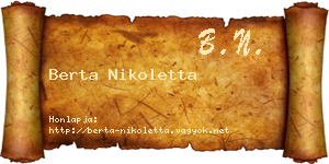 Berta Nikoletta névjegykártya